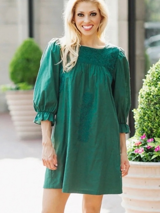 j. marie Dresses & Skirts - $168 J. Marie Ginny Floral Embroidered Shift Dress, Green, S Fits 4-6